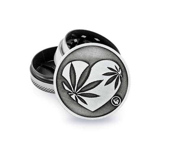 FIRE-FLOW™ Metal Grinder Silver 420 Heart (⌀40 mm / 3-parts)
