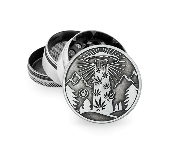 B6 FIRE-FLOW™ Metal Grinder Silver 420 Aliens Ufo (⌀50 mm / 4-parts)