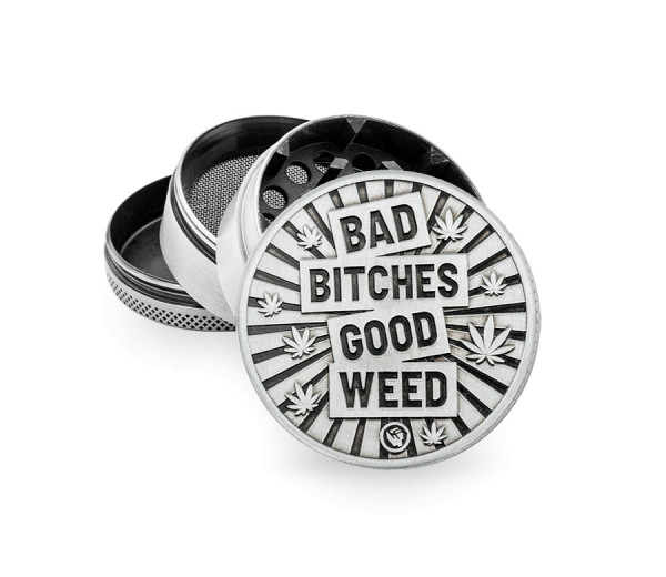 B6 FIRE-FLOW™ Metal Grinder Silver Bad Bitches (⌀50 mm / 4-parts)