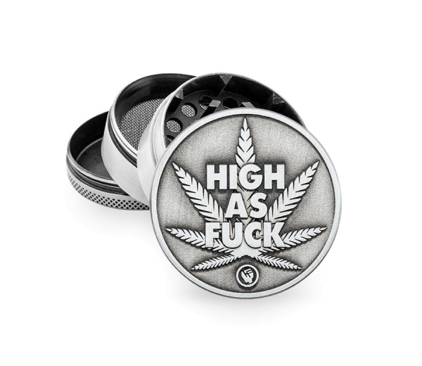 B6 FIRE-FLOW™ Metal Grinder Silver High As Fuck (⌀50 mm / 4-parts)