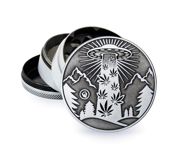 B4 FIRE-FLOW™ Metal Grinder Silver 420 Aliens (⌀60 mm / 4-parts)