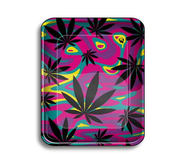 FIRE-FLOW™ Metal Rolling Tray Neon Leaves 2 4/4 (340 mm x 280 mm)