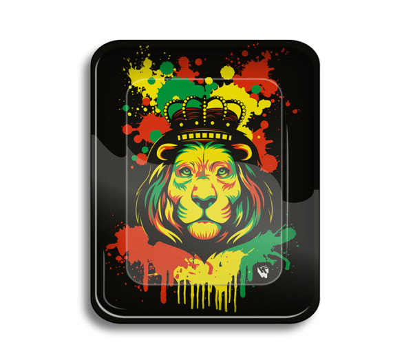 FIRE-FLOW™ Metal Rolling Tray Rasta Stencil 3/4 Lion (340 mm x 280 mm)