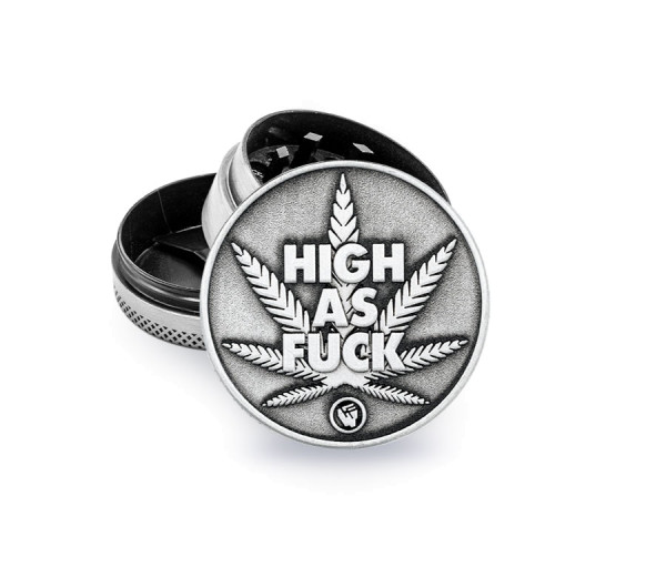 FIRE-FLOW™ Metal Grinder Silver High As Fuck (⌀40 mm / 3-parts)